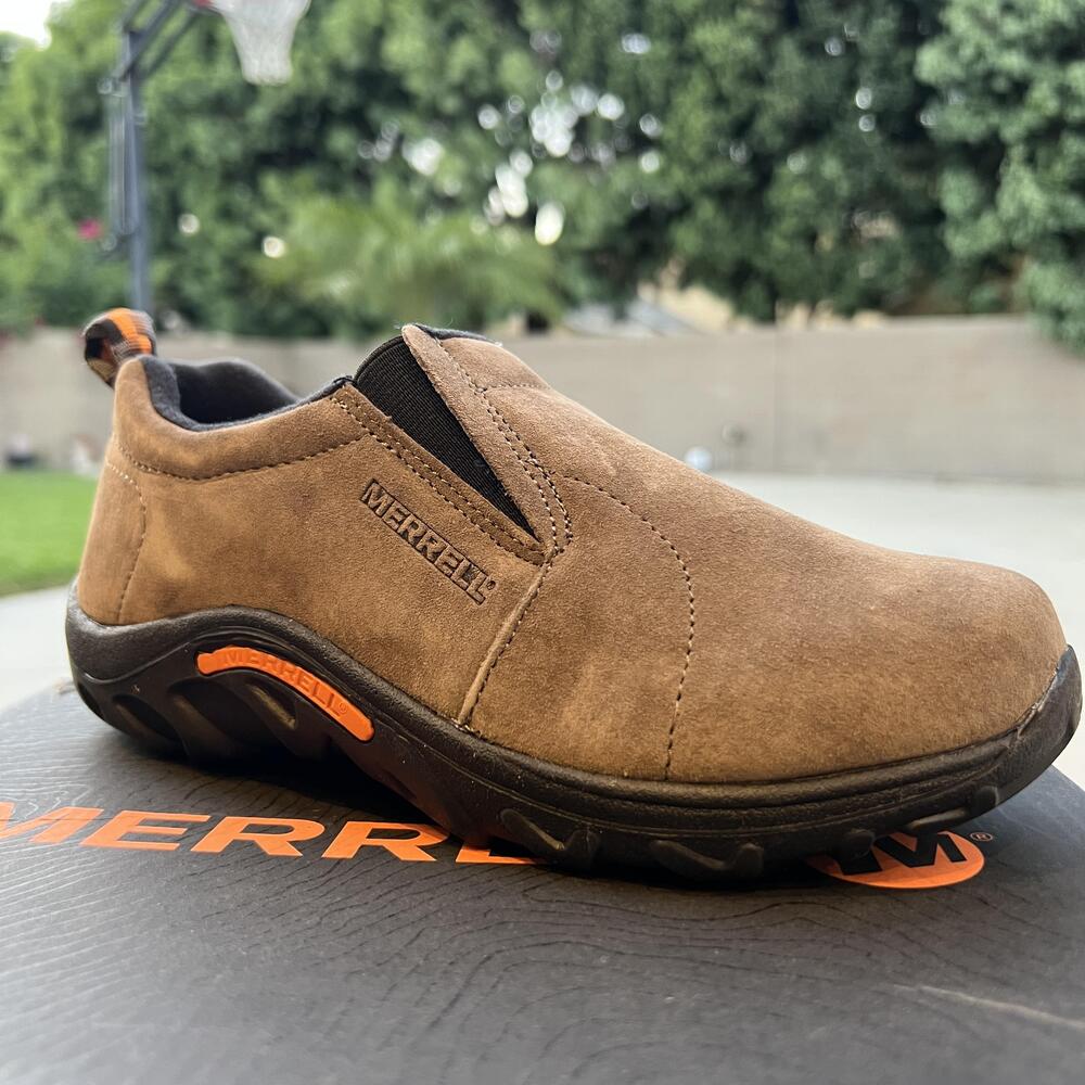 Merrell Jungle Moc Shoes Kids Size 3.5 Wide Brown Suede Slip On Casual Hiking